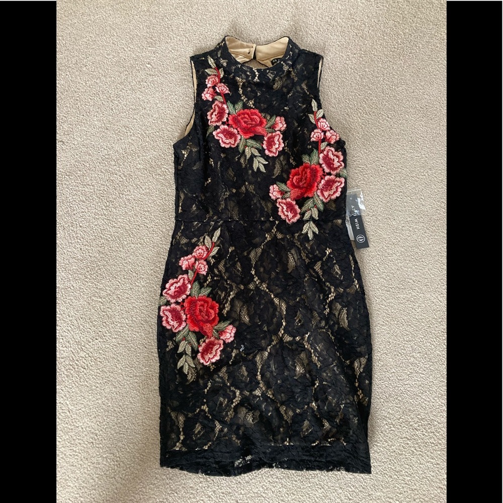 Black lace mini dress